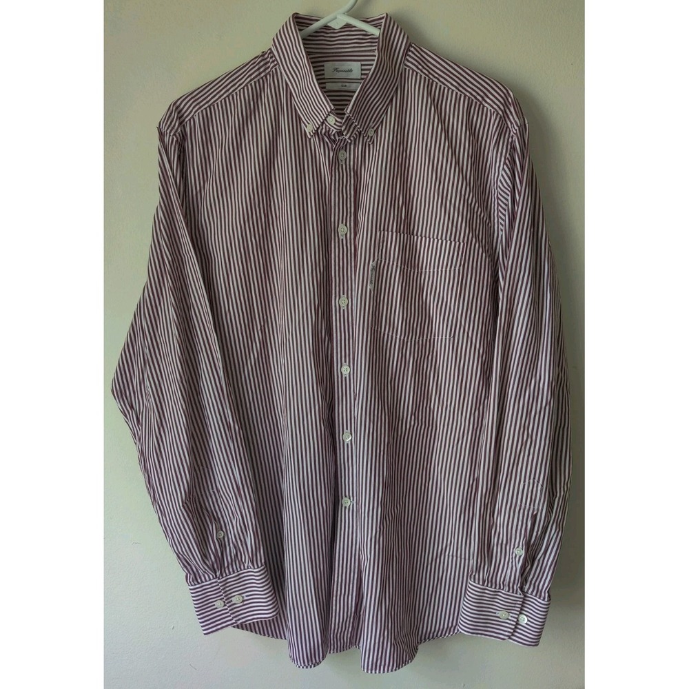 Faconnable Men's Striped 100% Cotton Button-Down Collar Dress Shirt Size‎ 43/17